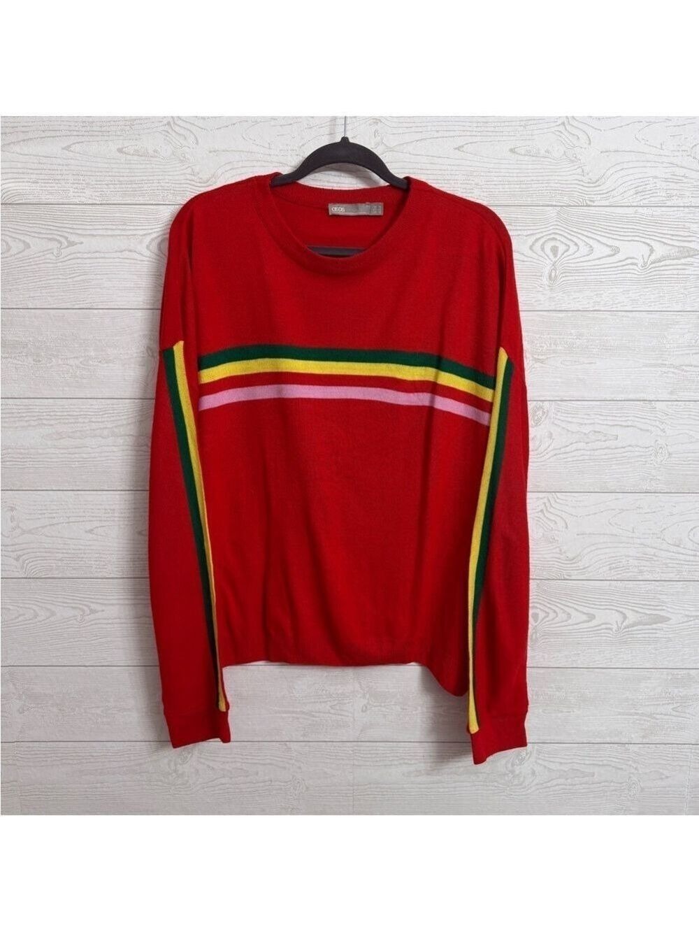 ASOS Women’s Red Rainbow Pullover Sweater. Size 12 (XL)